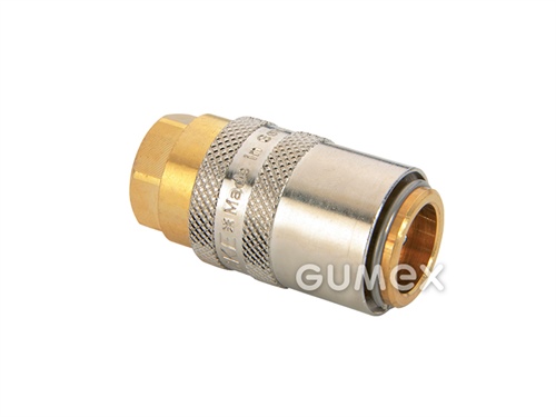 Plastikárska rýchlospojka ESH, DN9, s vnútorným závitom G 1/4", bez ventila, 15bar, tesnenie viton potiahnutý PTFE, -20°C/+200°C, poniklovaná mosadz